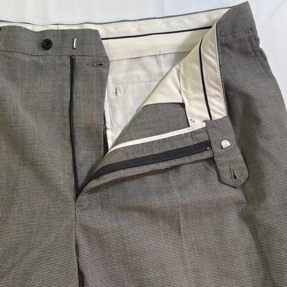 NWOT IVY Crew Slacks-Pants Men's 42X30 Gray Houndstooth Pleated, Creased, Cuffed - Picture 11 of 16